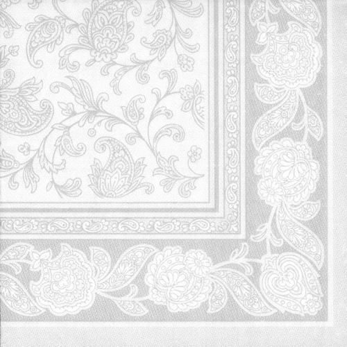 20 Servietten "ROYAL Collection" 1/4-Falz 40 cm x 40 cm weiss "Ornaments" von PAPSTAR