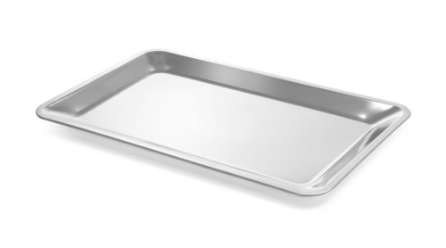 Serviertablett GN 1/1, 20 mm Höhe, aus Edelstahl, stapelbar und mit breitem Rand