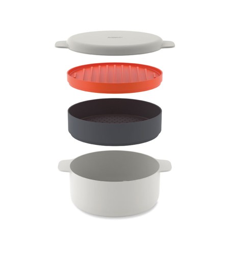 Joseph Joseph M-Cuisine - 4-teiliges Mikrowellenkocherset - steinfarbig/orange