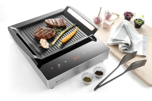 Grillplatte zum Induktionskochen. Aus Aluminiumguss mit Teflon® Anti-Haft Beschichtung.