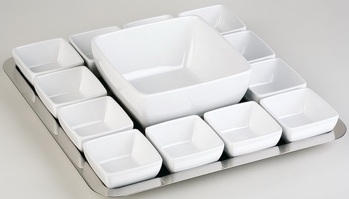 Schale -PURE- 12,5 x 12,5 cm, H: 6,5 cm Melamin, weiß, 0,4 Liter spülmaschinengeeignet stapelbar nicht mikrowellengeeignet