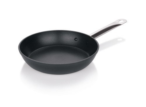 Pfanne. Aluguss. mit PTFE Antihaftbeschichtung und Edelstahlkaltgriff. Durchmesser oben