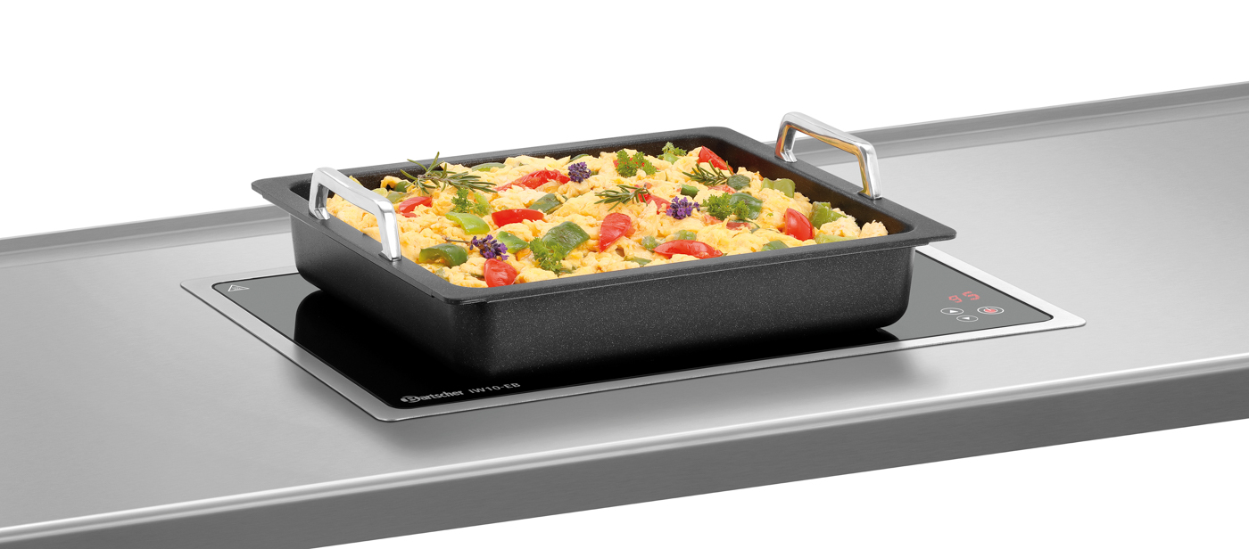 Bartscher Induktionswarmhalteplatte IW10-EB |Farbe: Schwarz ,Silber | Maße: 49 x 34,5 x 6,7 cm.Gewicht: 5,4 kg