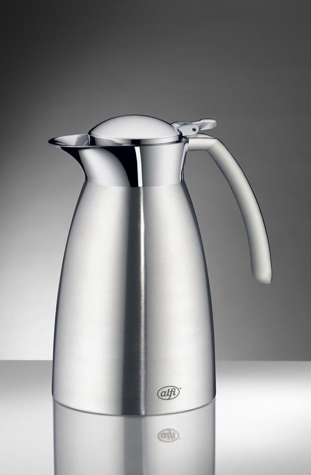 Isolierkanne Alfi GUSTO TT, Inhalt: 0,6 Liter, Höhe: 210 mm, Durchmesser (Öffnung): 47 mm, aus mattiertem Edelstahl, Einhandbedienung,