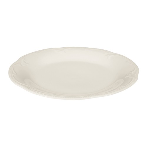Seltmann Speiseteller rund 25,5 cm, rund mit Relief, Form: Rubin, weiss cream, hohe Kantenschlagfestigkeit, Made in Germany