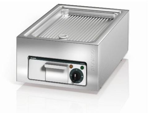 BLANCO COOK Grillplatte, gerillt, inkl. Fettablauf-Stopfen, extrem leistungsstark von +80 bis +250 °C, Nutzfläche: 506 x 304 mm davon 435 x