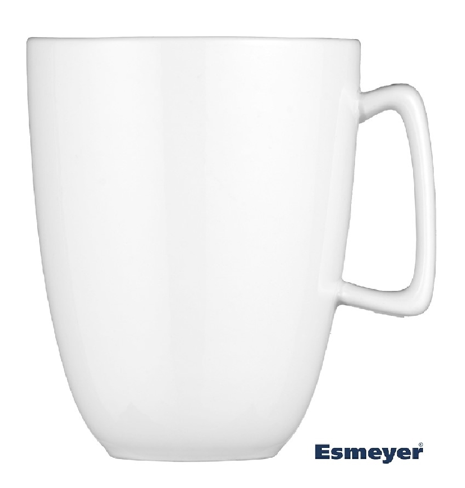 Café Grande-/Macchiato-Tasse, Inhalt: 0,25 ltr, mit Untertasse, Form CREMA, UNI WEISS, Henkelform eckig, Höhe: 10,0 cm