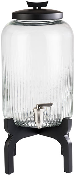 Getränkespender -ASIA- Ø 24,5 cm, H: 45,5 cm, 7 Liter Behälter aus Glas Zapfhahn aus Edelstahl Basis und Deckel aus