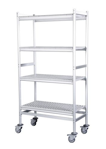 SARO Bausteinwagen mit 4 Böden Modell 4BSW907 Made in Europe - Die Transportwagen bestehen aus Alugestellen mit lebensmittelechten