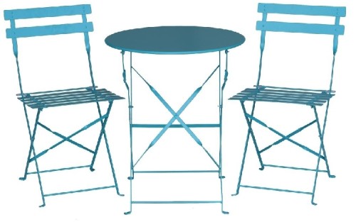 Bolero azurblauer Terassentisch aus Stahl