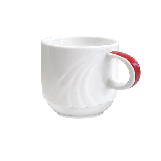 Obertasse hoch 0,20 l - Form: Ambiente Plus -, Dekor 79458 Rot - aus Porzellan. Hersteller:, Eschenbach. "Made in Germany".