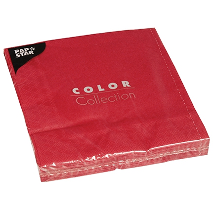 20 Servietten, 3-lagig 1/4-Falz 40 cm x 40 cm bordeaux von PAPSTAR