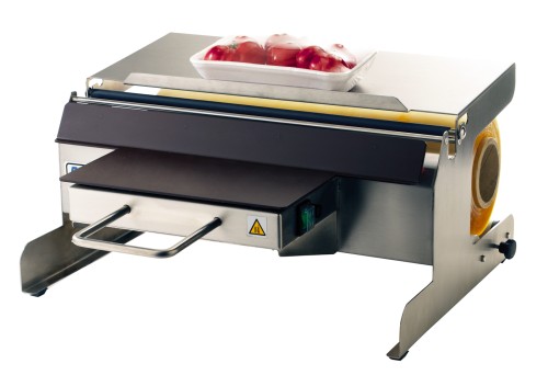 SARO Stretchfolien Verpackungsmaschine Modell PFE44 Made in Europe - Material: Edelstahl / Kunststoff - Für Frischhaltefolienroller bis 500