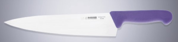 Giesser Kochmesser mit 26 cm Klingenlänge, mittelspitz mit Polypropylen-Griff in Hellviolett (für "antiallergen")