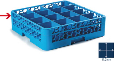 371Carlisle GläserkorbAufsatz OPTICLEAN, 50x50 cm, blau, 16 Fächer à 11,3 x 11,3 cm, Höhe 4 cm