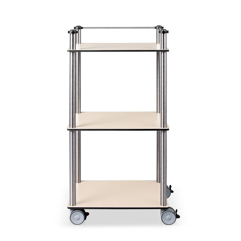 ETHERNASOLID® MULTICART Etagenwagen W13 mit 3 Böden und Reling 3-seitig, Ahorn hell