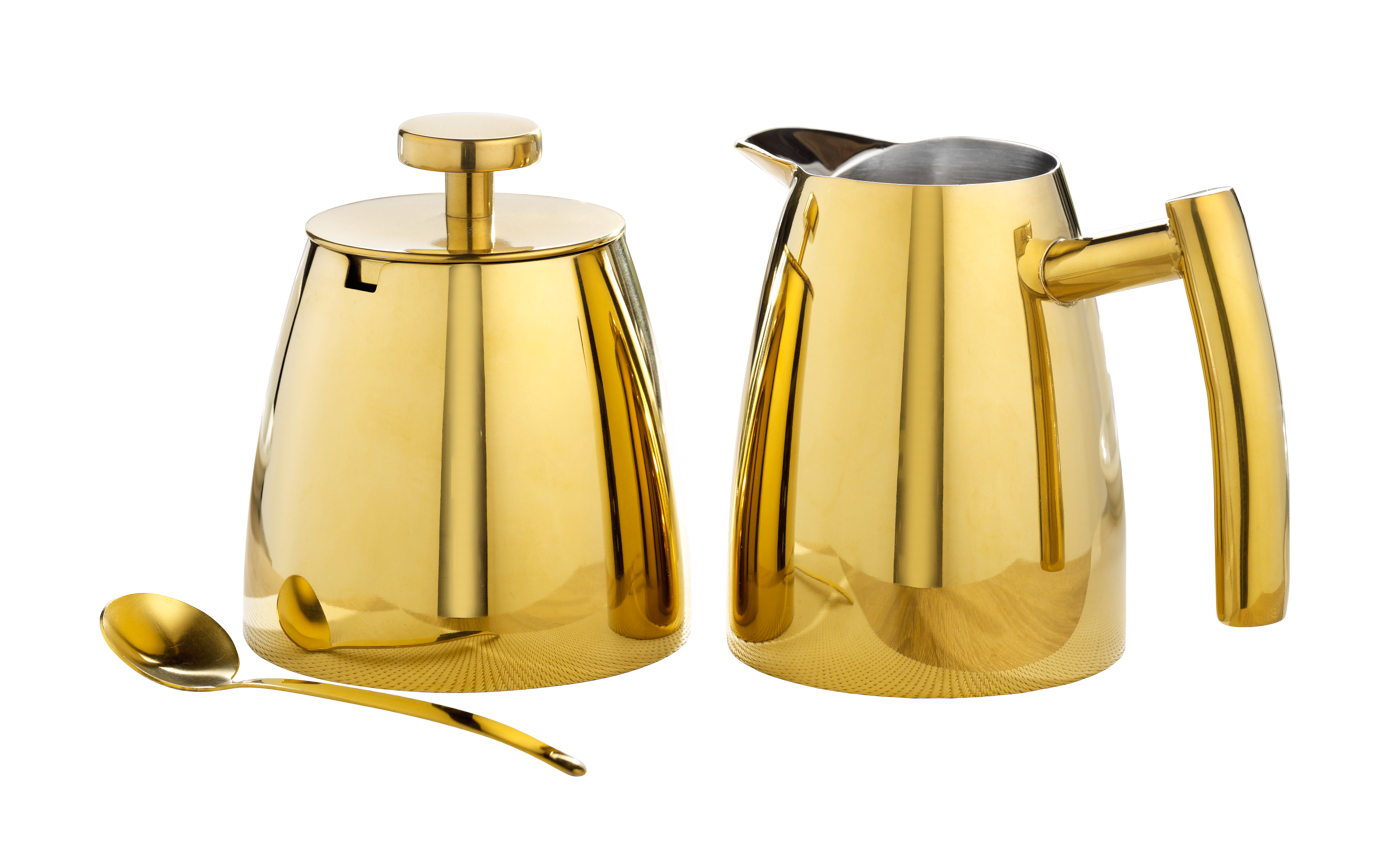 Milch- und Zuckerset CAMBRIDGE, mit PVD-Beschichtung, Farbe: Gold. aus Edelstahl 18/10, poliert.