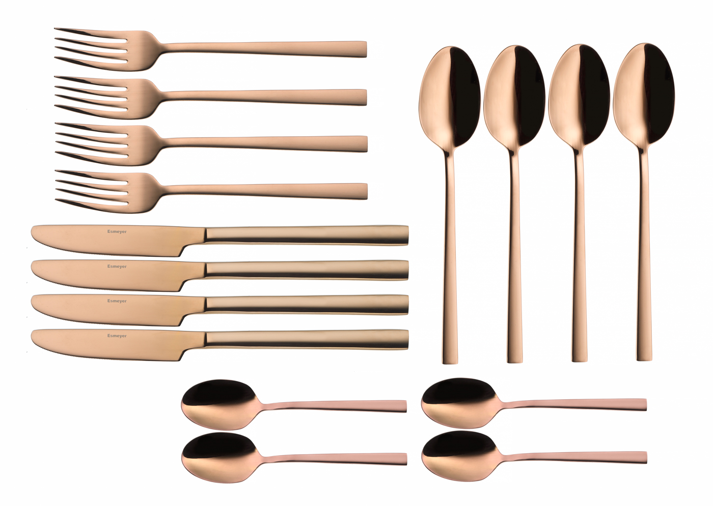 16-teiliges Besteck MELINA, Edelstahl, mit PVD-Beschichtung in kupfer