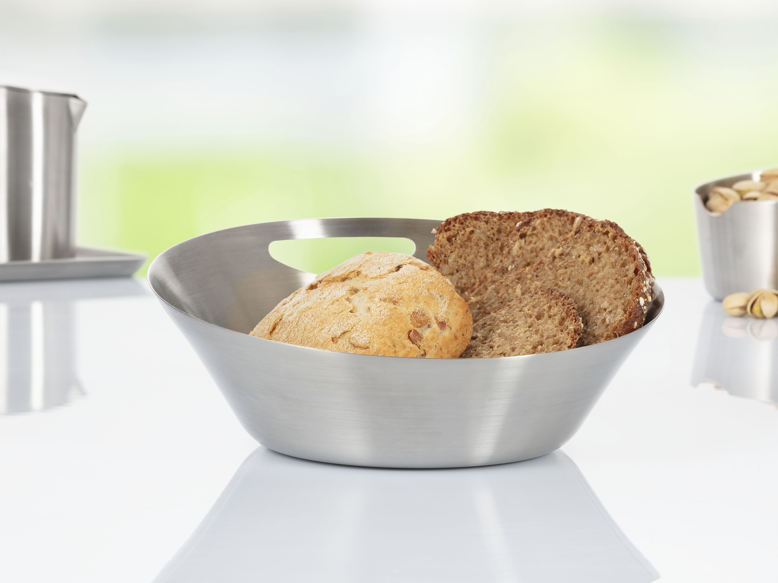Brot und Servierkorb VISTA, Durchmesser: 20 cm / 12 cm, Höhe: 7,6 cm, mit gebürsteter Oberfläche
