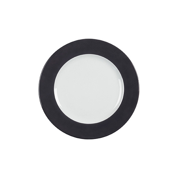 Teller flach 20 cm - Form: Table Selection -, Dekor 79934 anthrazit - aus Porzellan., Hersteller: Eschenbach. "Made in Germany".