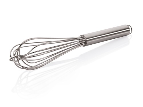 Rührbesen. Chromnickelstahl. 8 dicke Drähte á 3 mm, Griff wasserdicht mit Acryl