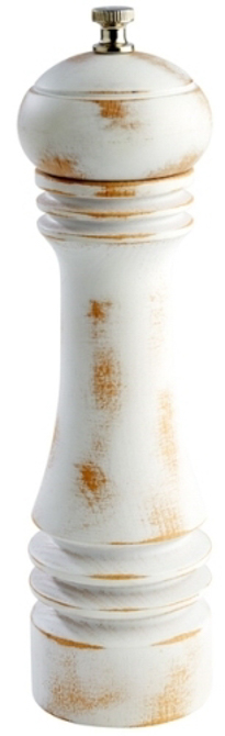 Pfeffermühle Ø 6 cm, H: 23 cm deutsches Buchenholz Farbe: weiß / vintage Mahlwerk aus Carbonstahl Mahlgrad stufenlos