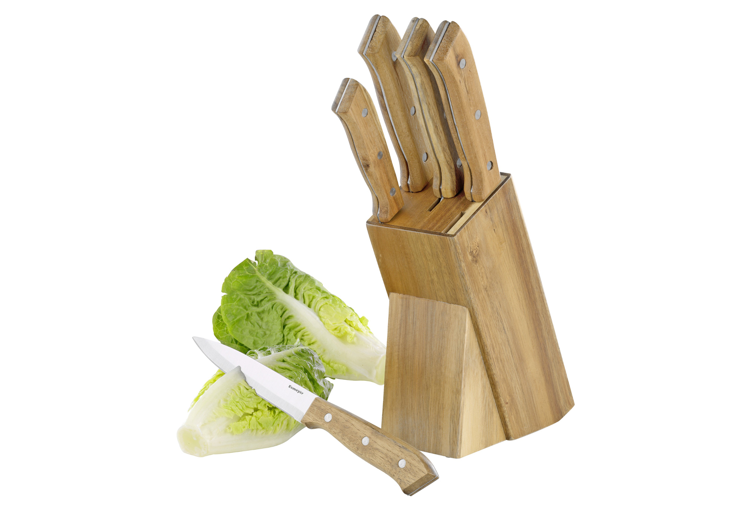 5-teiliges Messerset PHOENIX aus Edelstahl (Klingenstärke: 1.8 / 1.5 mm), mit genieteten Griffschalen aus edlem Akazienholz.