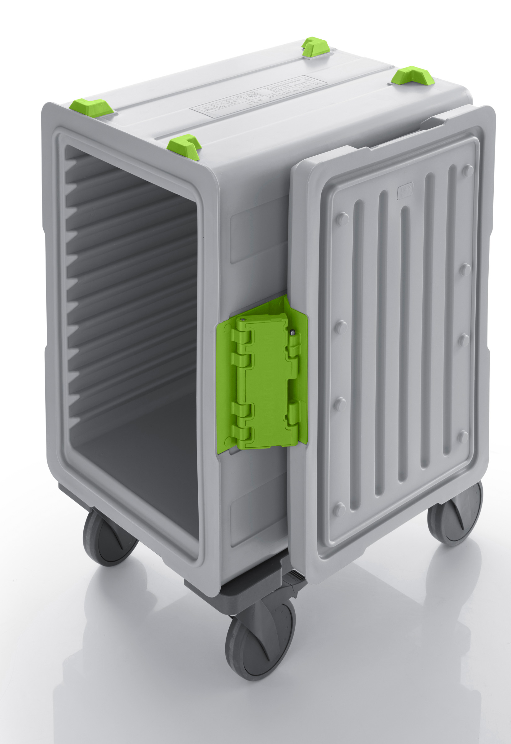 BLANCOTHERM 620 KUF-F, Speisentransportbehälter, aus Kunststoff, fahrbar, mit Rollen gemäß DIN 18867-8 aus Kunststoff, 4 Lenkrollen, davon 2 mit