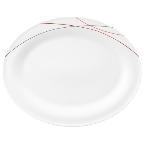 Seltmann Platte oval 35 cm, oval, Form: Community, Dekor: 57402 Red Line, hohe Kantenschlagfestigkeit, Made in Germany