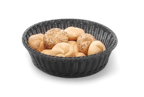 Brotkorb, rund, aus Polypropylen, schwarz, Ø 400, 90 mm Höhe, verstärkt durch einen Stahlrahmen