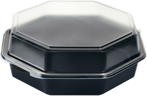 Duni Octaview® mit Glas 160 x 160 x 60 mm Schwarz ungeteilt, 360 Stk/Krt (1 x 360 Stk)