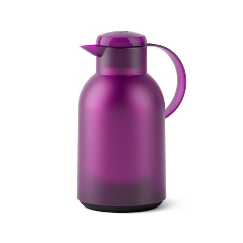 Emsa SAMBA Isolierkanne 1,5 Liter aubergine aus Kunstoff mit Glaskolben - Quick Press Verschluss - made in Germany