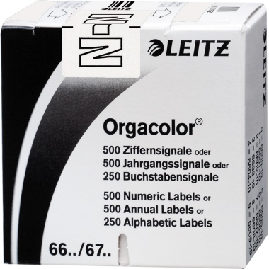 Leitz Buchstabensignal Orgacolor® Orgacolor Registratursysteme N selbstklebend Kunstdruckpapier weiß