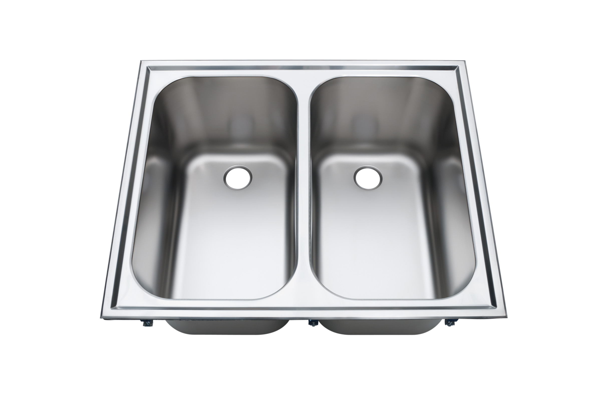 BLANCO Einbau-Doppelschwenkbecken, Außenmaße 710 x 580 mm, Beckenmaße je 302 x 302 x 300 mm, Auslaufprägung 1 1/2"