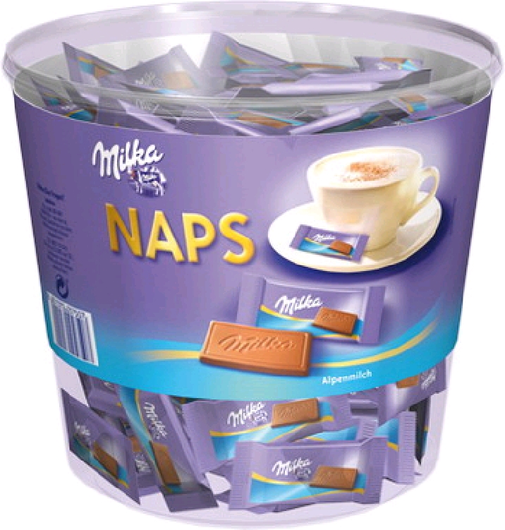 Milka Naps Alpenmilch Klarsichtdose Inhalt: 1 KG.