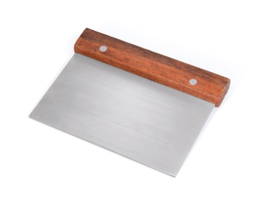 Teigschaber/Abstecher. Edelstahl. mit Holzgriff. Maße: 11,3 x 9,8 cm.