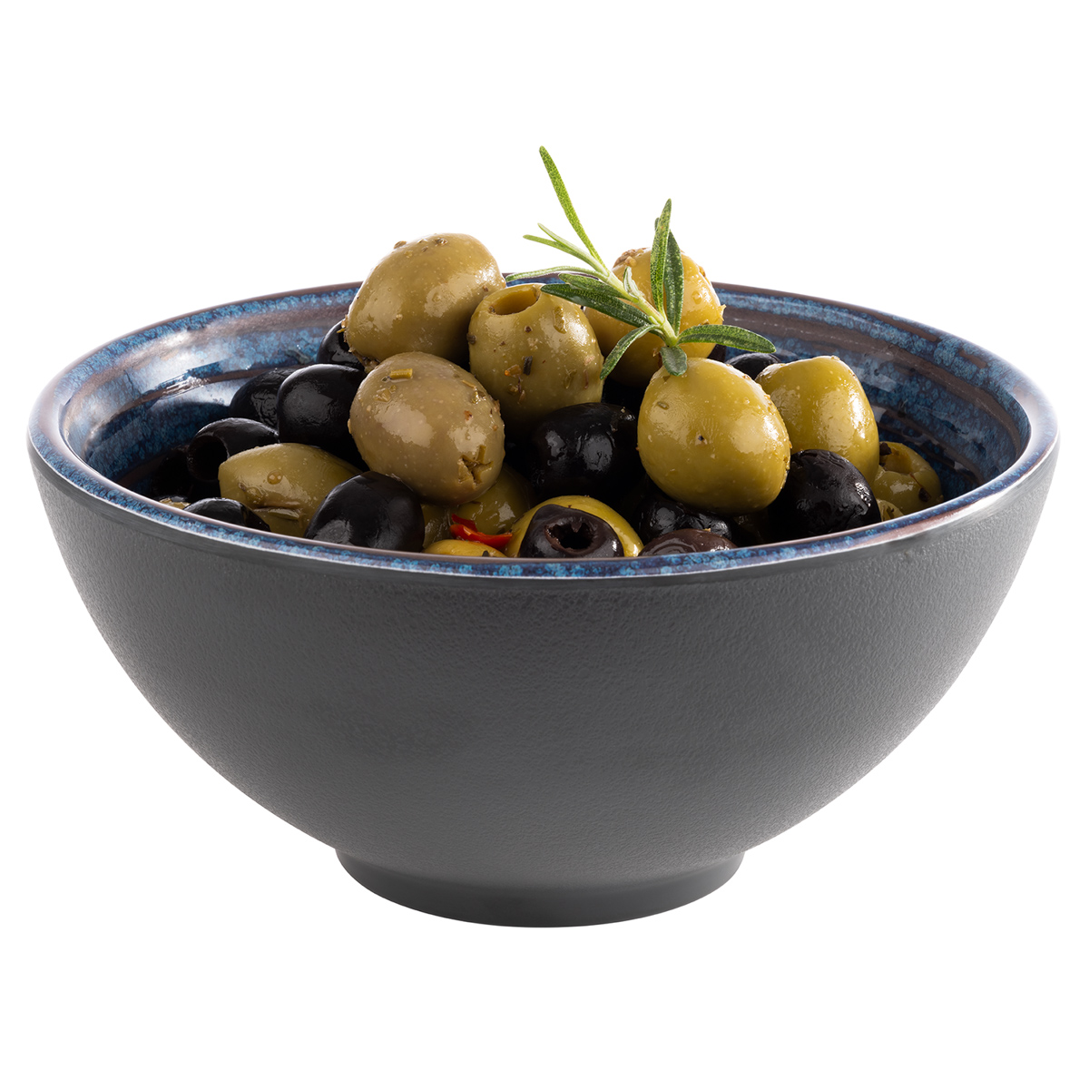 Schale -LOOPS-, Ø 15 cm, H: 7 cm, Melamin, innen: Dekor, dunkelblau, außen: dunkelgrau, 0,5 Liter