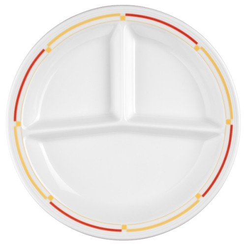 Seltmann V219 IM_Platte rund 3 tlg. 25,5 cm, Form: Vitalis, Dekor: 34290 dunkelgelb-rot