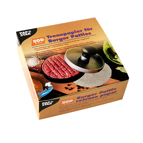 500 Trennpapiere für Burger Patties Ø 13 cm weiss von PAPSTAR