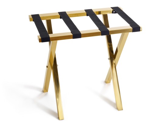 Gepäckablage. Chromnickelstahl. mit schwarzem Nylonband, zusammenklappbar. Maße: 62 x 40