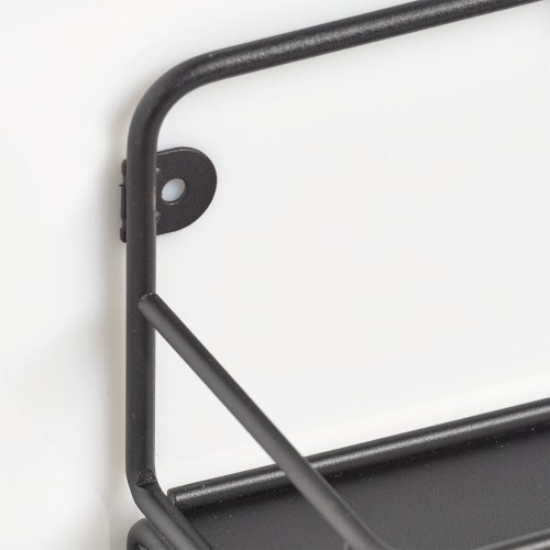 Wandregal m. Haken, Metall/Holz, schwarz. Länge: 450 mm. Breite: 118 mm. Höhe: 193 mm