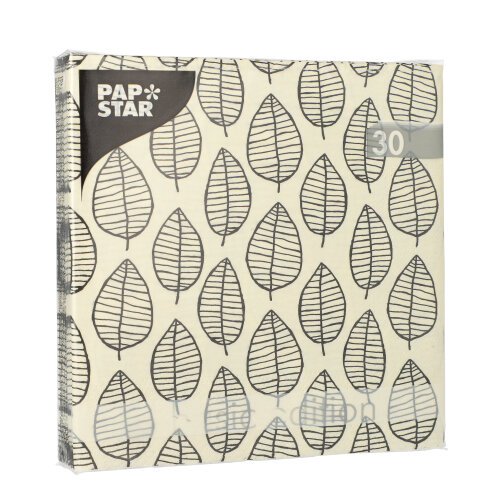 30 Servietten, 3-lagig 1/4-Falz 33 cm x 33 cm "Black Foliage" von PAPSTAR