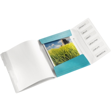 Leitz Ordnungsmappe WOW DIN A4 Polypropylen Farbe: eisblau Farbe des Fächerblocks: grau 6 Fächer