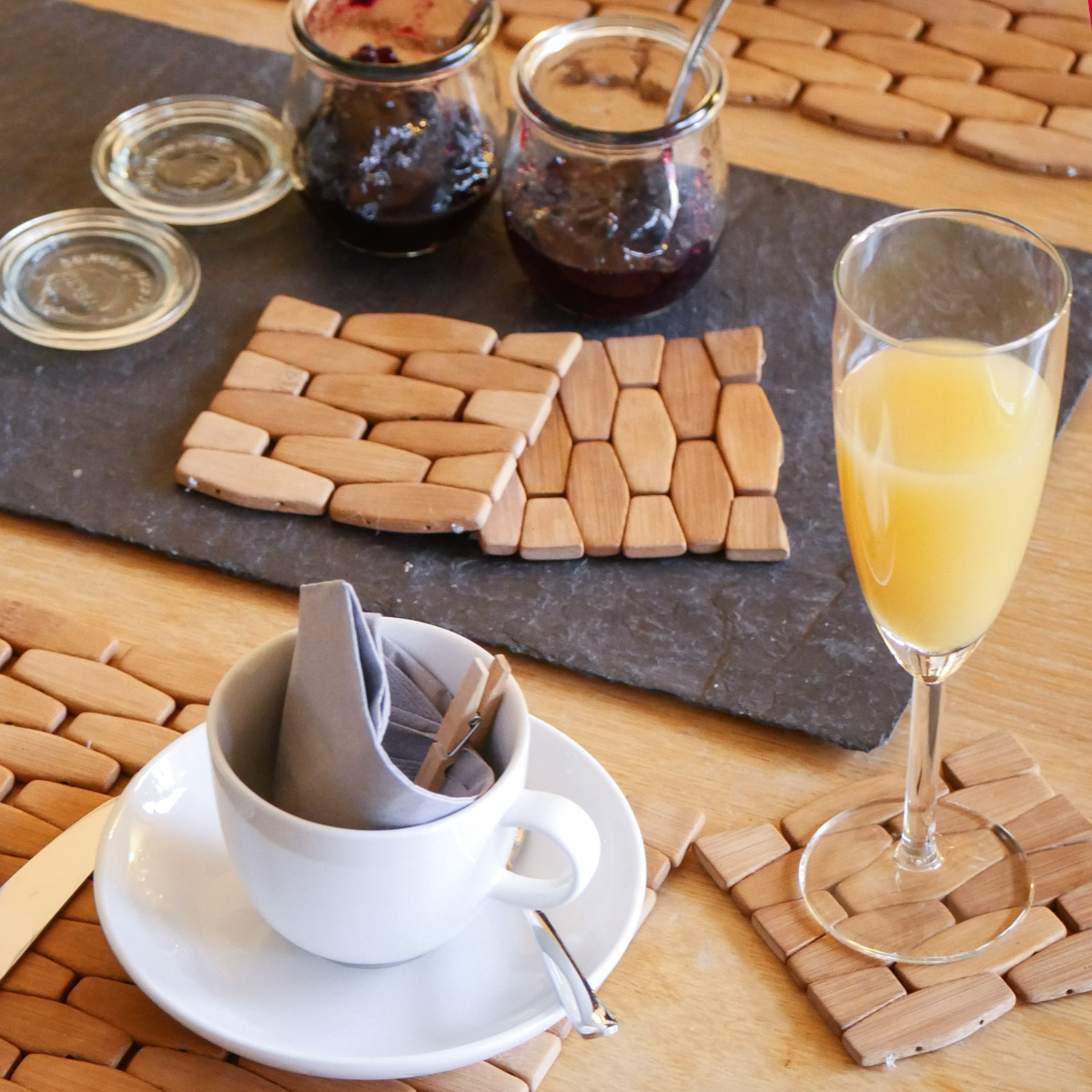 4 Bambus Untersetzer »Trapez«, 10 x 10 cm