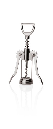 Hebelkorkenzieher. Messing, verchromt. mit Flaschenöffner.