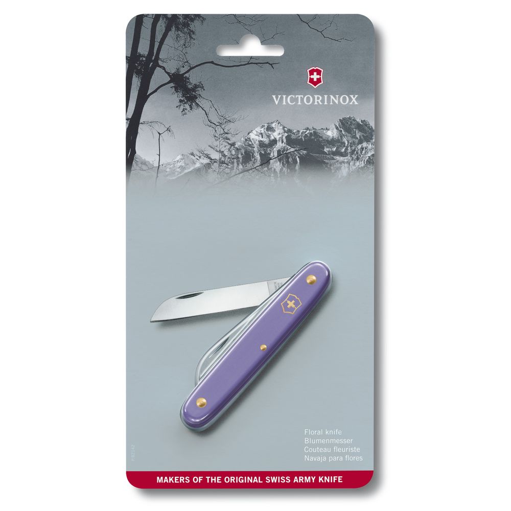 Victorinox Blumenmesser, 100 mm, gerade Klinge, violett, Blister