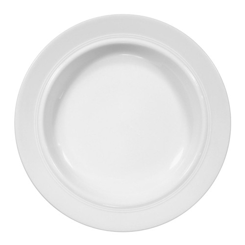 Seltmann Teller halbtief 25,5 cm, rund, Form: Vitalis, weiss4467 terrakotta Band, hohe Kantenschlagfestigkeit, Made in Germany