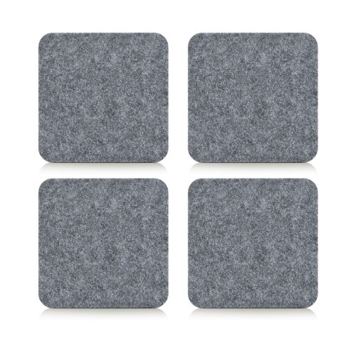 Glasuntersetzer-Set, 4-tlg., Filz, grau. Länge: 100 mm. Breite: 100 mm. Höhe: 2,8 mm
