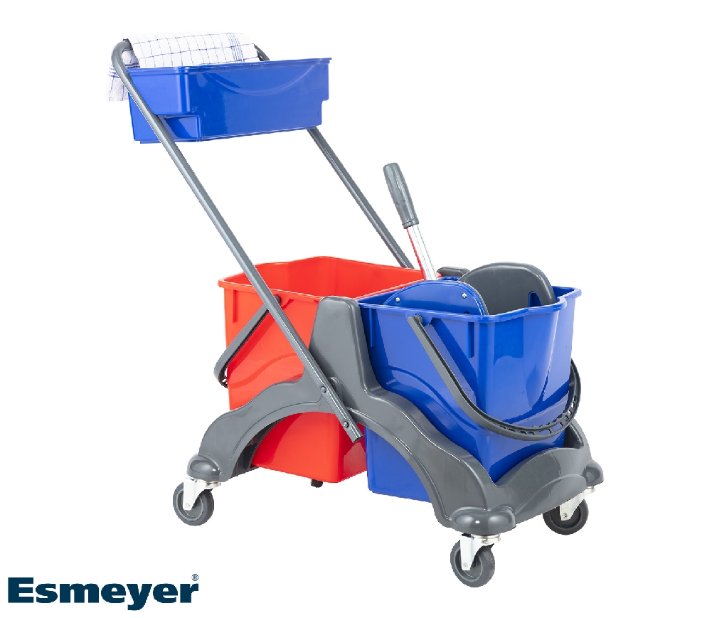 Profi-Doppelfahrputzwagen aus Kunststoff, Maß: 580 x 400 x 840 mm (L x B x H).