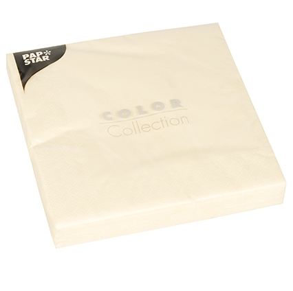 PAPSTAR 20 Servietten, 3-lagig 1/4-Falz 40 cm x 40 cm creme